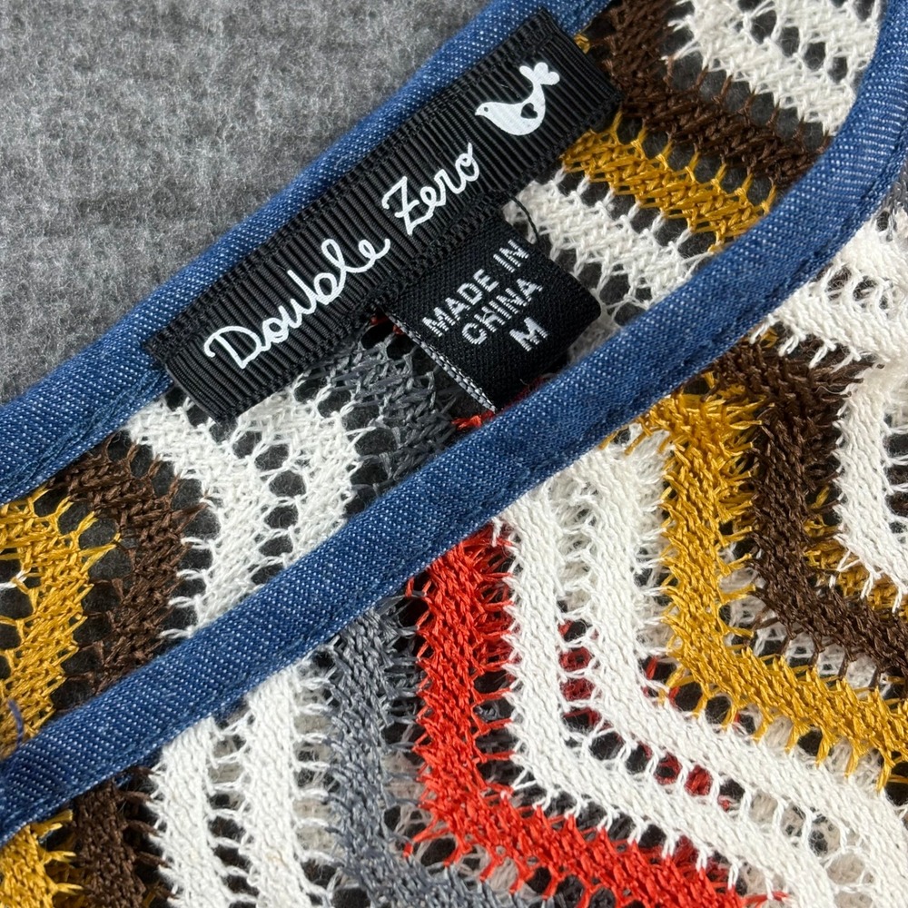 Double Zero Crochet Knit Tank Top Sz. M. Chevron Pattern Button Front Multicolor - Picture 3 of 9